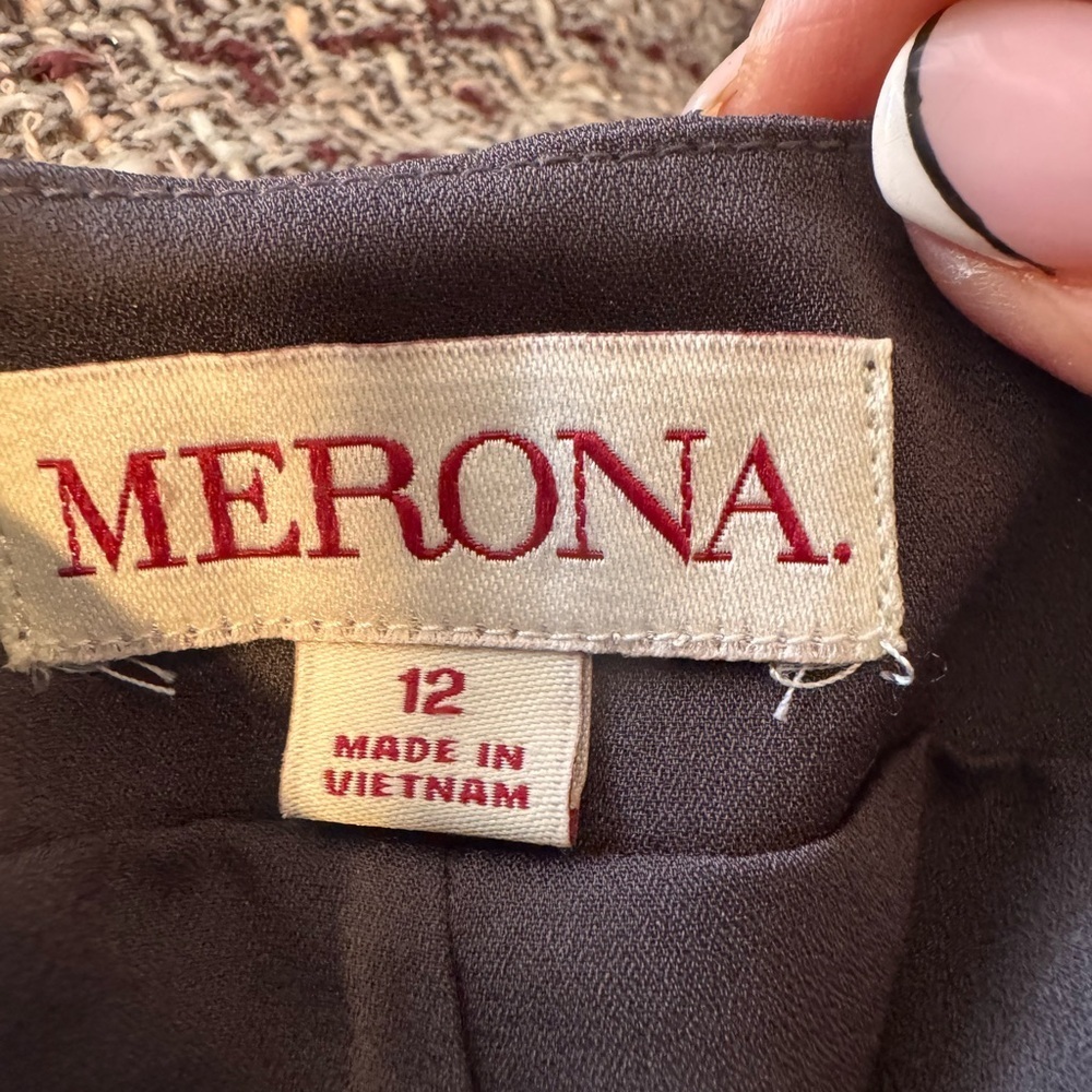 Merona Elegant Brown and Cream Tweed Women's dress Size 12 - Picture 8 of 10